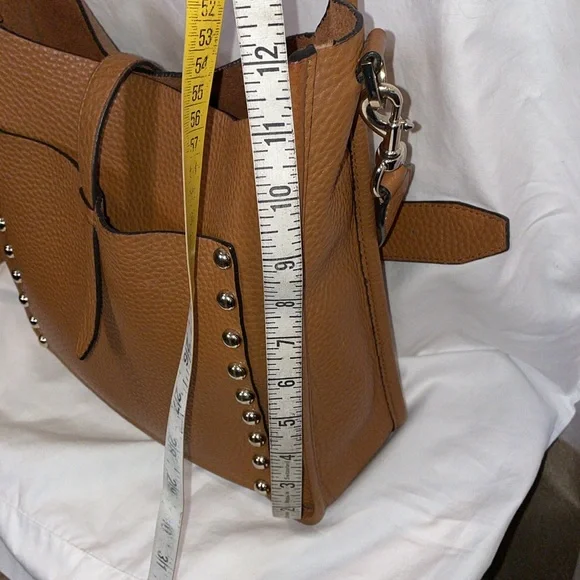 Rebecca Minkoff Brown Pebbled Leather Studded Shoulder Bag - Picture 8 of 10